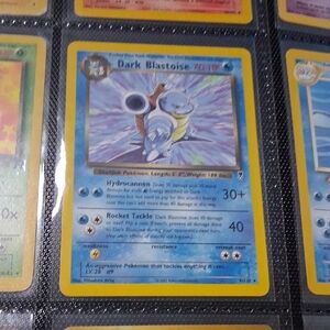 Pokemon Dark Blastoise Card - Blue & Yellow Holo Artwork